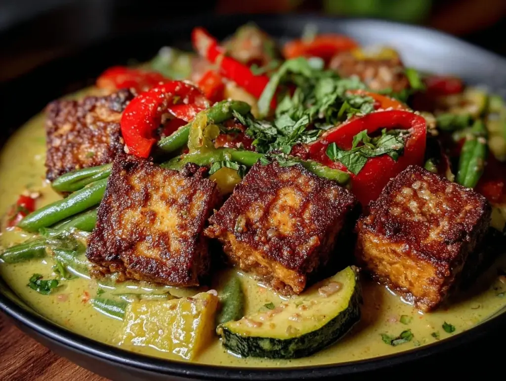 vegan Thai green curry with crispy tofu - featured image