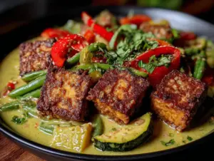 Home 7 vegan Thai green curry with crispy tofu - featured image