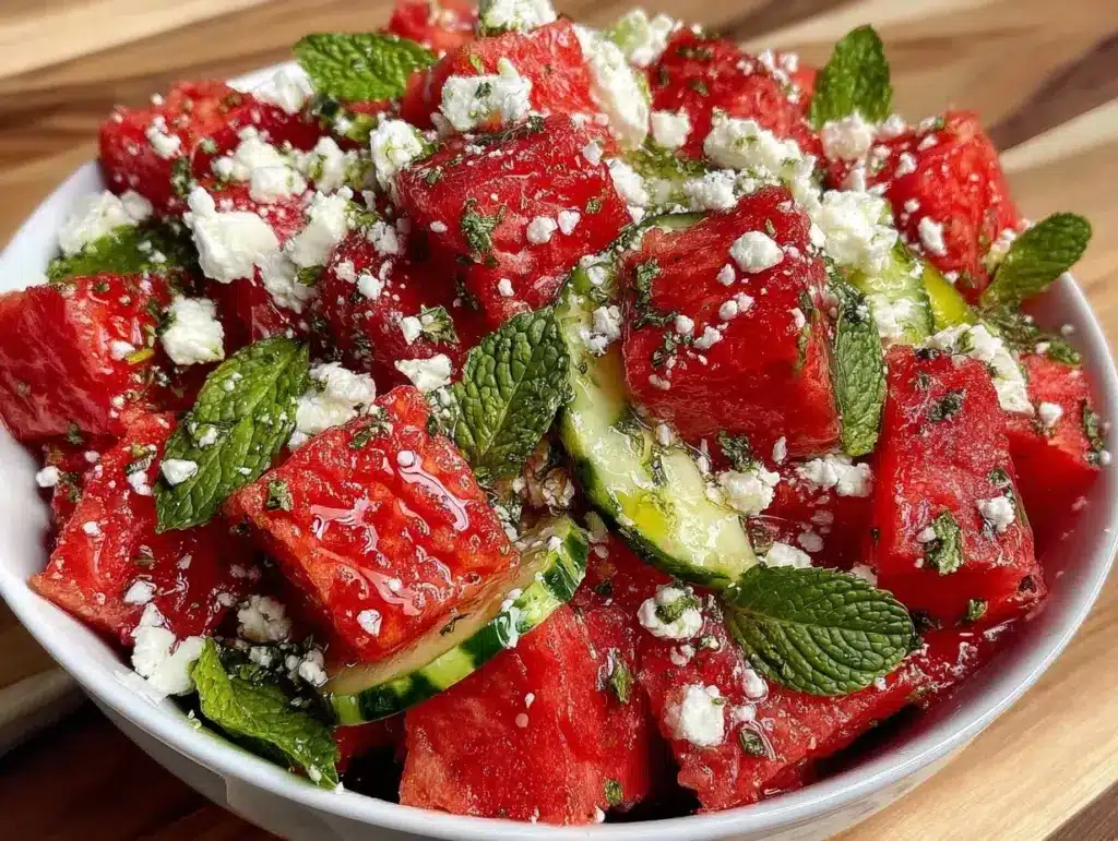 watermelon feta mint salad - featured image