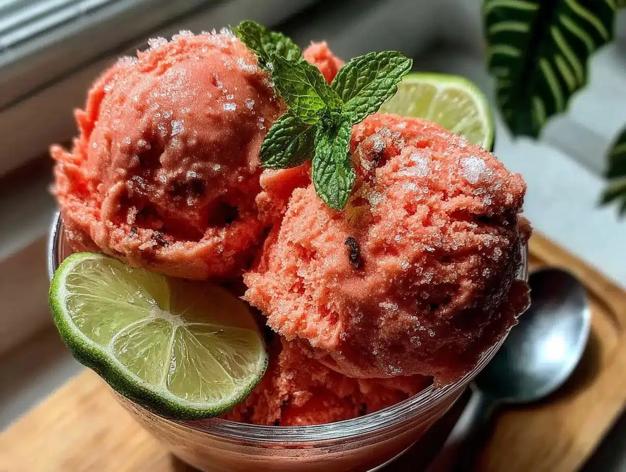 Easy Watermelon Sorbet Recipe 3-Ingredient Refreshing Summer Treat 4 watermelon sorbet recipe preparation steps