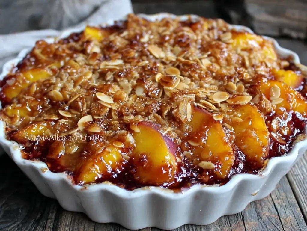 brown sugar peach crisp - featured image