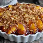 brown sugar peach crisp - featured image