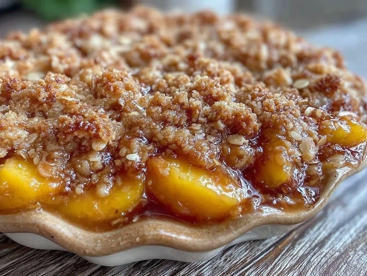 Brown Sugar Peach Crisp Recipe with Easy Almond Oat Topping for a Cozy Treat 4 brown sugar peach crisp preparation steps