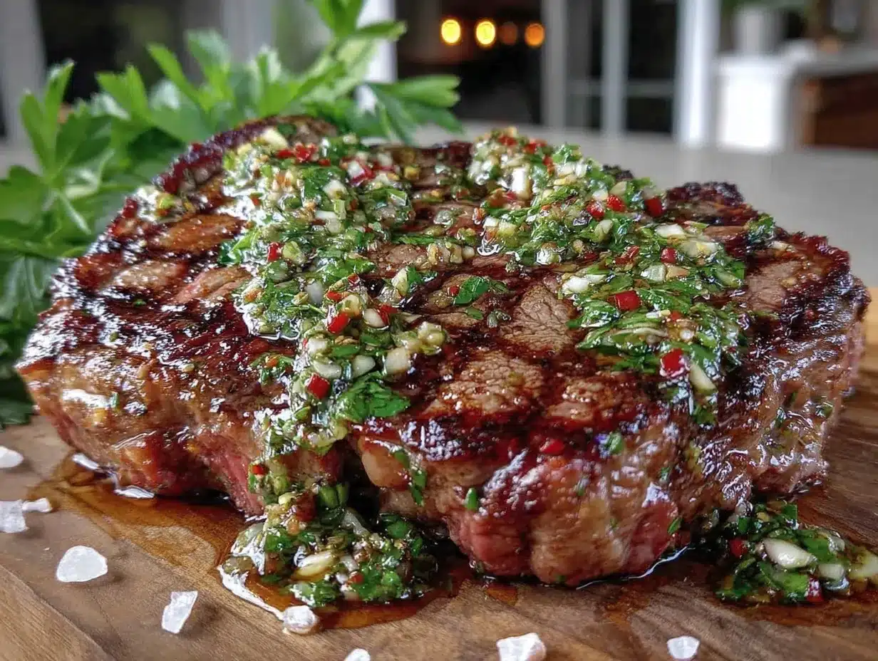 Cast Iron Cowboy Steak with Chimichurri Recipe Ready in 30 Minutes 4 cast iron cowboy steak with chimichurri preparation steps