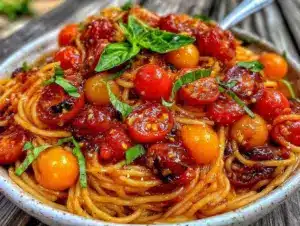 Home 6 cherry tomato basil sauce pasta - featured image