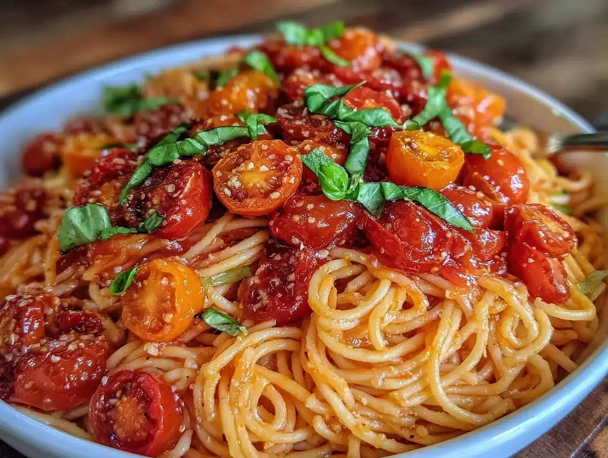 Cherry Tomato Basil Sauce Pasta Recipe Easy and Ready in 30 Minutes 4 cherry tomato basil sauce pasta preparation steps