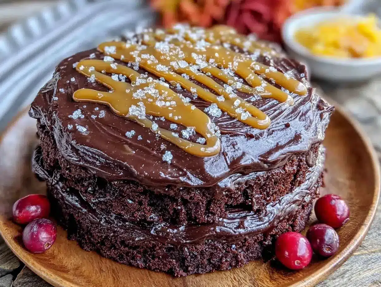 Chocolate Whiskey Cake Recipe with Salted Caramel Frosting Easy Fathers Day Dessert 4 chocolate whiskey cake preparation steps