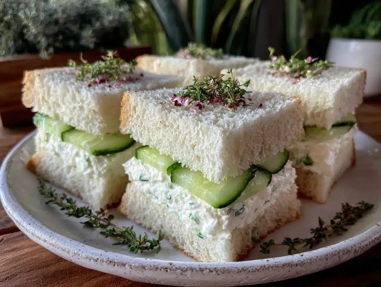 Cream Cheese Cucumber Sandwiches Recipe Easy Extra-Creamy Tea Snack 4 cream cheese cucumber sandwiches preparation steps
