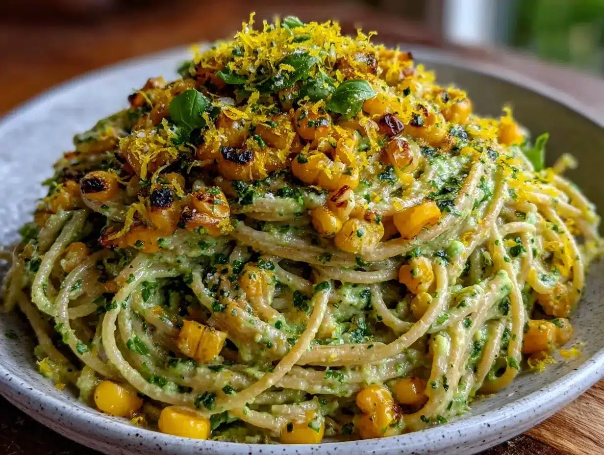 Creamy Avocado Pasta with Charred Corn Recipe Ready in 30 Minutes 4 creamy avocado pasta with charred corn preparation steps