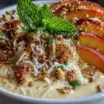 creamy peach smoothie bowl - featured image