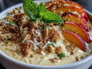 Home 7 creamy peach smoothie bowl - featured image