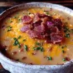 creamy potato soup with crispy bacon - featured image