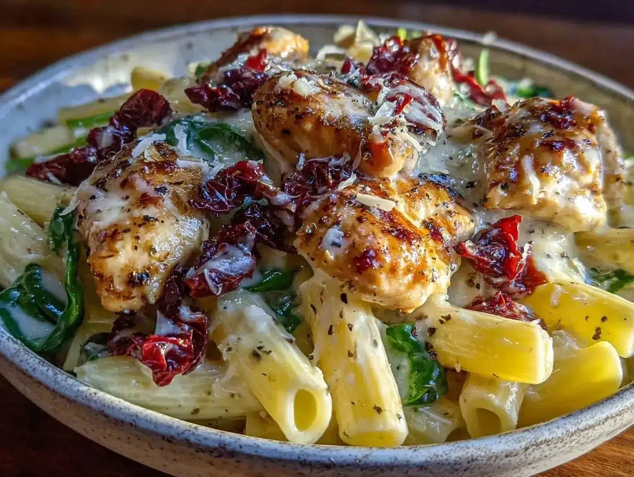 Creamy Sun-Dried Tomato Chicken Pasta Recipe Ready in 30 Minutes Easy and Delicious 4 creamy sun-dried tomato chicken pasta preparation steps