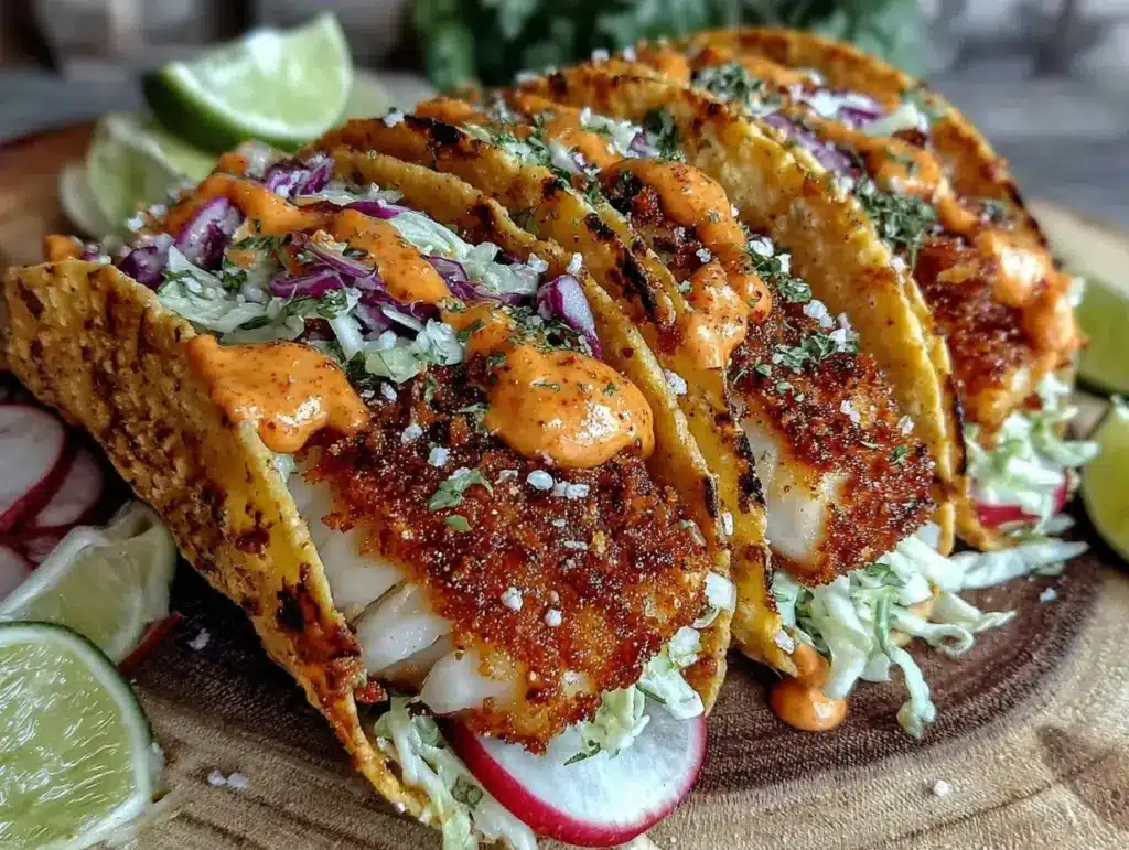 crispy oven-baked fish tacos - featured image