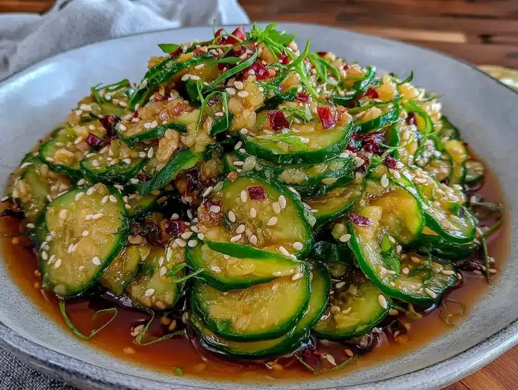Home 1 cucumber salad with sesame dressing - featured image