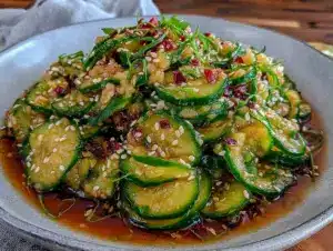 Home 4 cucumber salad with sesame dressing - featured image