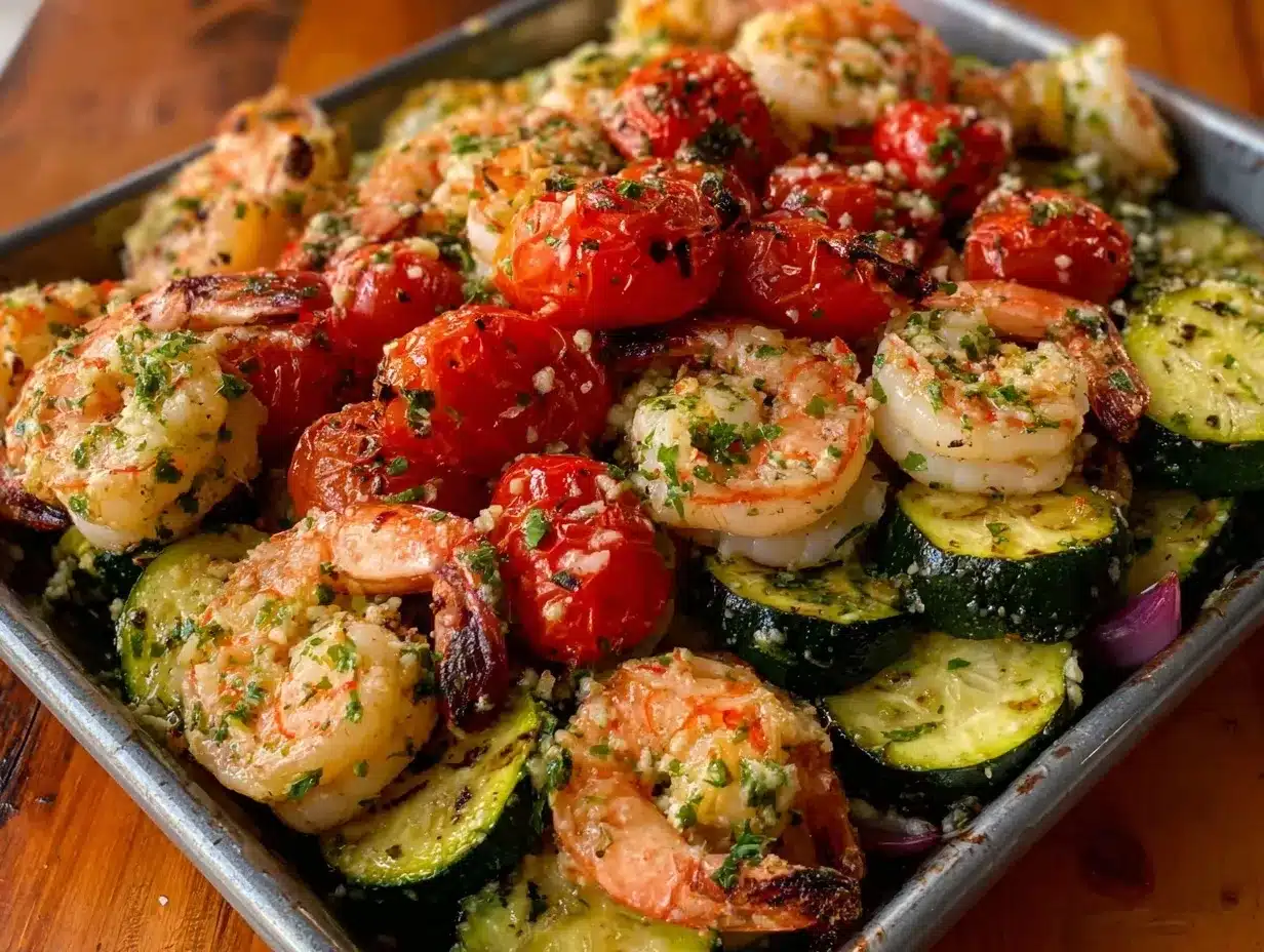 Garlic Butter Shrimp Sheet Pan Dinner Perfect for Quick Easy Meals in 30 Minutes 4 garlic butter shrimp sheet pan dinner preparation steps