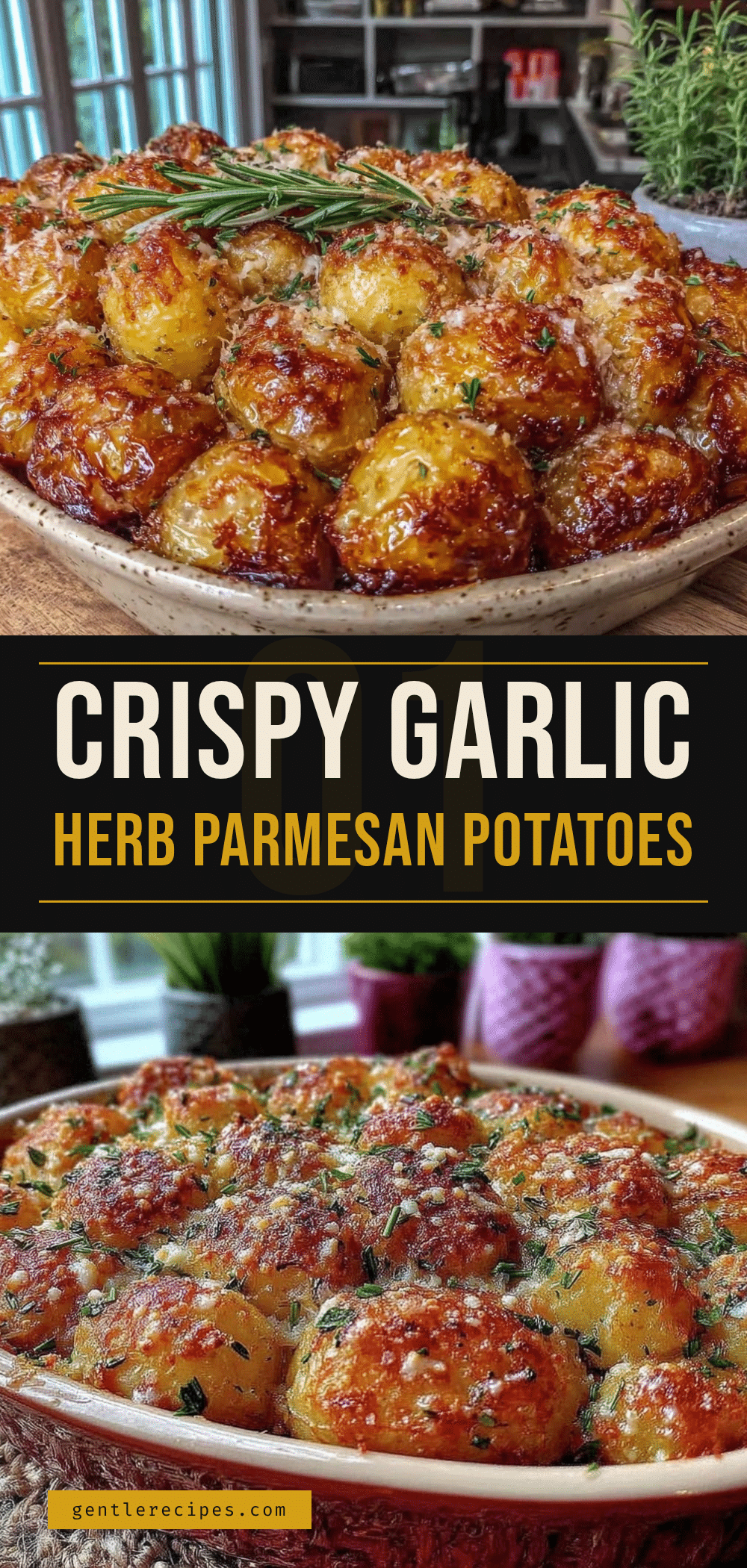 Garlic Herb Roasted Potatoes with Crispy Parmesan Crust Recipe Easy and Perfect 5 garlic herb roasted potatoes recipe