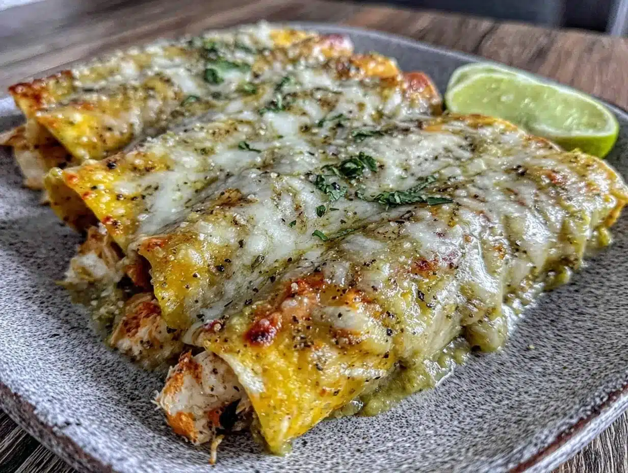 Hatch Green Chile Chicken Enchiladas Recipe with Easy Tangy Tomatillo Sauce 4 Hatch green chile chicken enchiladas preparation steps