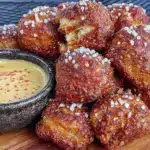 homemade pretzel bites with beer cheese - featured image