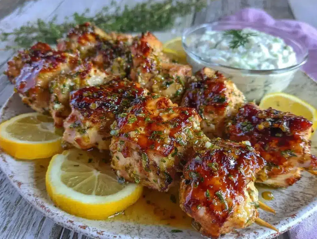 Mediterranean lemon herb grilled chicken skewers - featured image