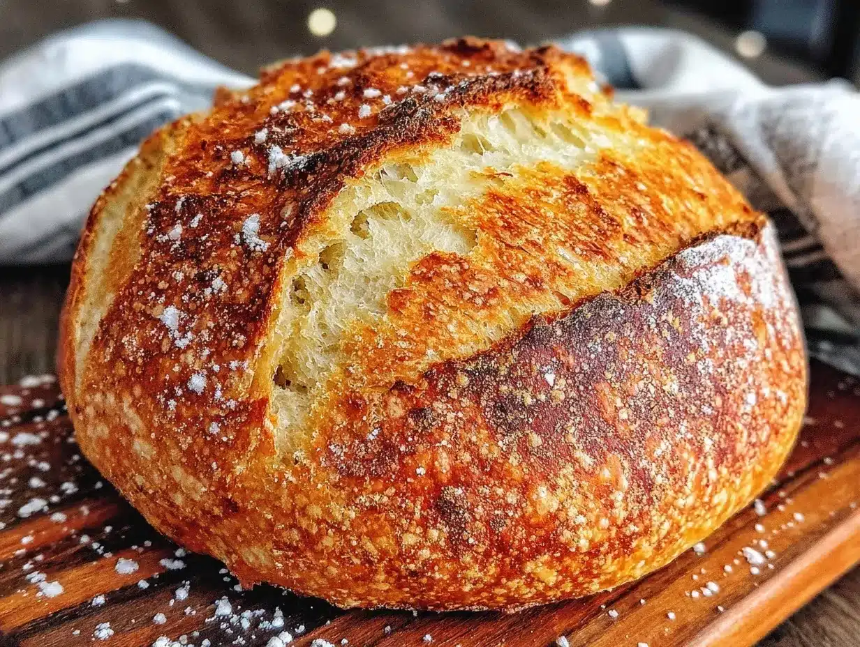 No-Knead Rustic Sourdough Bread Recipe with Crispy Crackly Crust Made Easy 4 no-knead rustic sourdough bread preparation steps