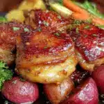 one-pan honey garlic chicken thighs - featured image