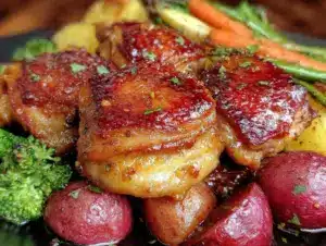 Home 7 one-pan honey garlic chicken thighs - featured image
