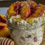 overnight refrigerator oats with peach honey - featured image