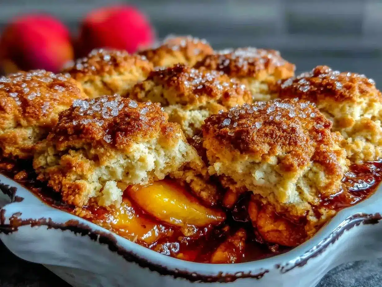 Peach Cobbler Recipe with Buttery Brown Sugar Biscuit Topping Easy and Perfect for Cozy Nights 4 peach cobbler recipe preparation steps