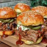 smoked brisket sliders bourbon bbq sauce - featured image