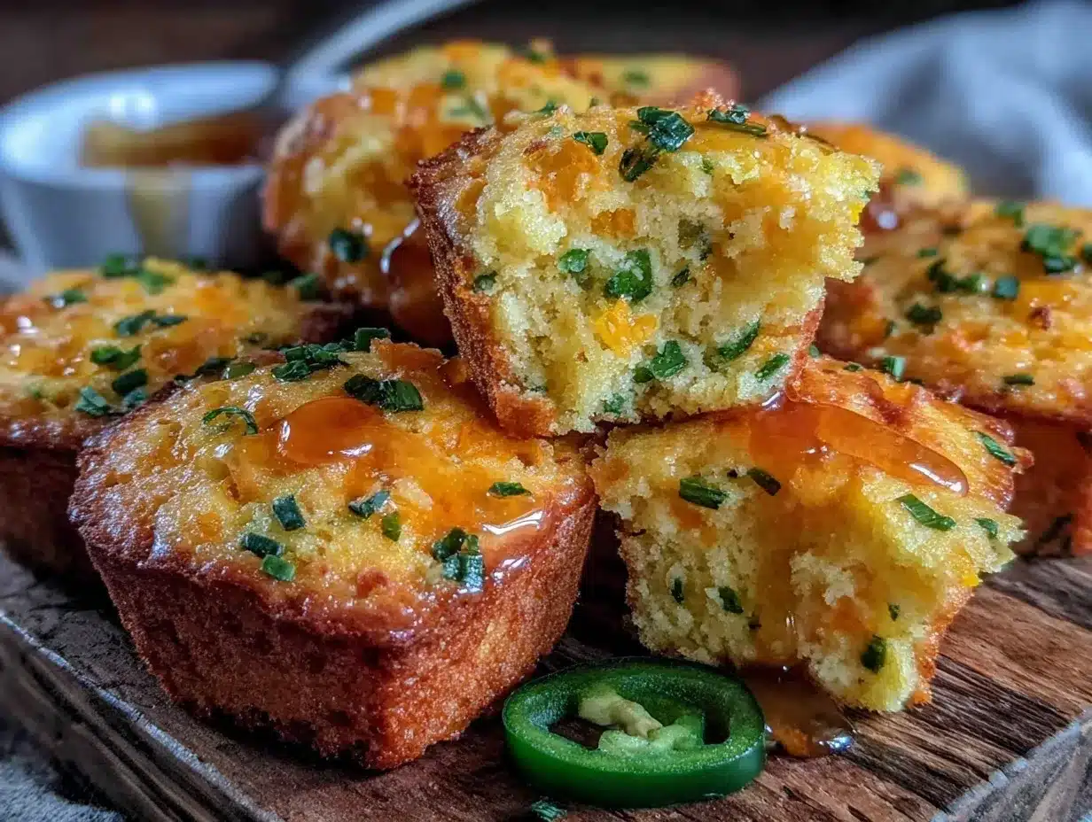 Spicy Jalapeño Cheddar Cornbread Muffins Recipe with Honey Drizzle Easy and Perfect 4 spicy jalapeño cheddar cornbread muffins preparation steps