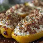 stuffed banana peppers with spicy sausage - featured image