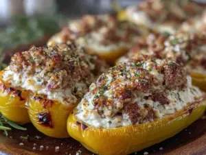 Home 7 stuffed banana peppers with spicy sausage - featured image