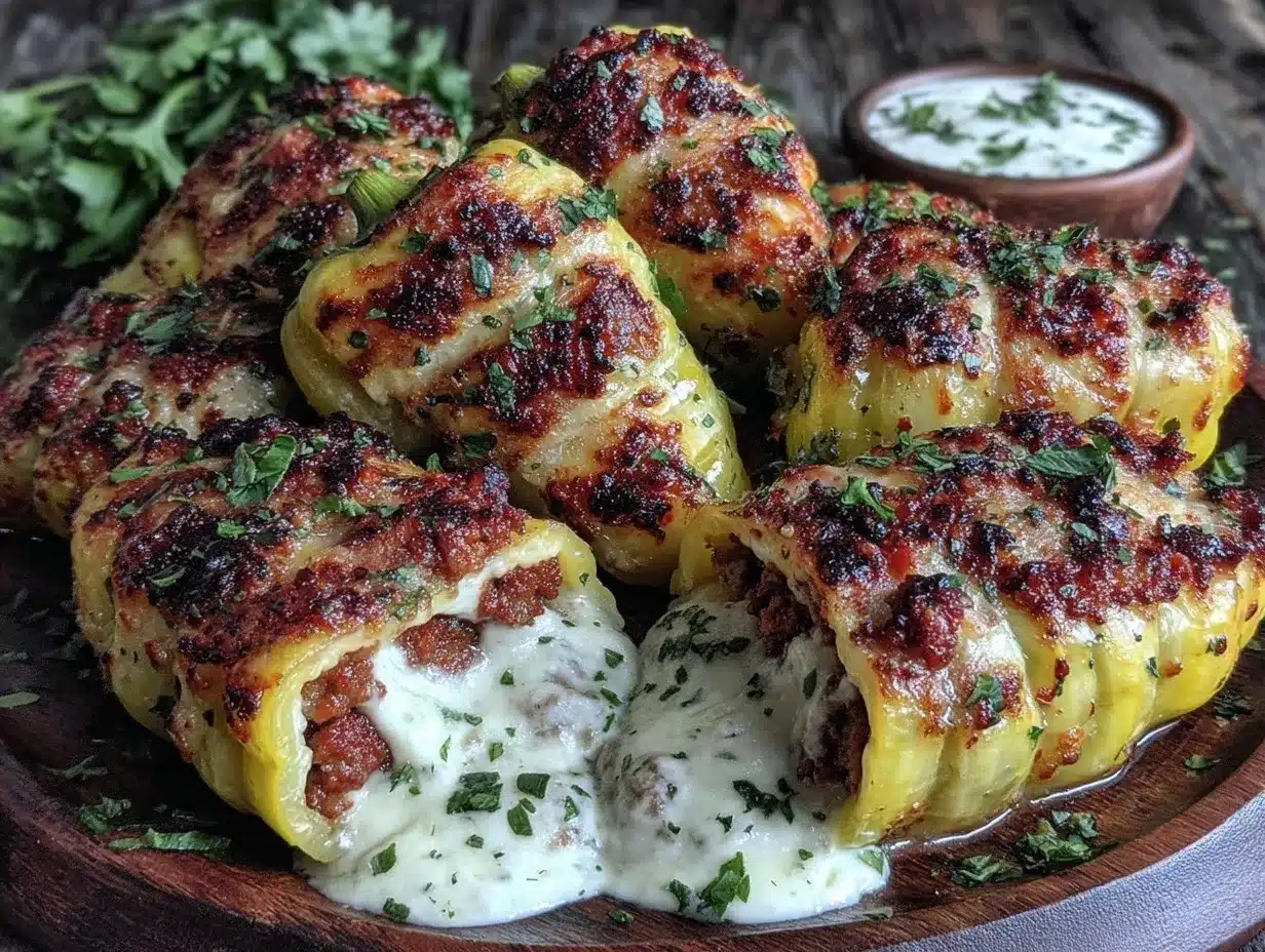 Stuffed Banana Peppers with Spicy Sausage Easy Appetizer Recipe 4 stuffed banana peppers with spicy sausage preparation steps