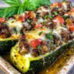 stuffed zucchini boats with italian sausage - featured image