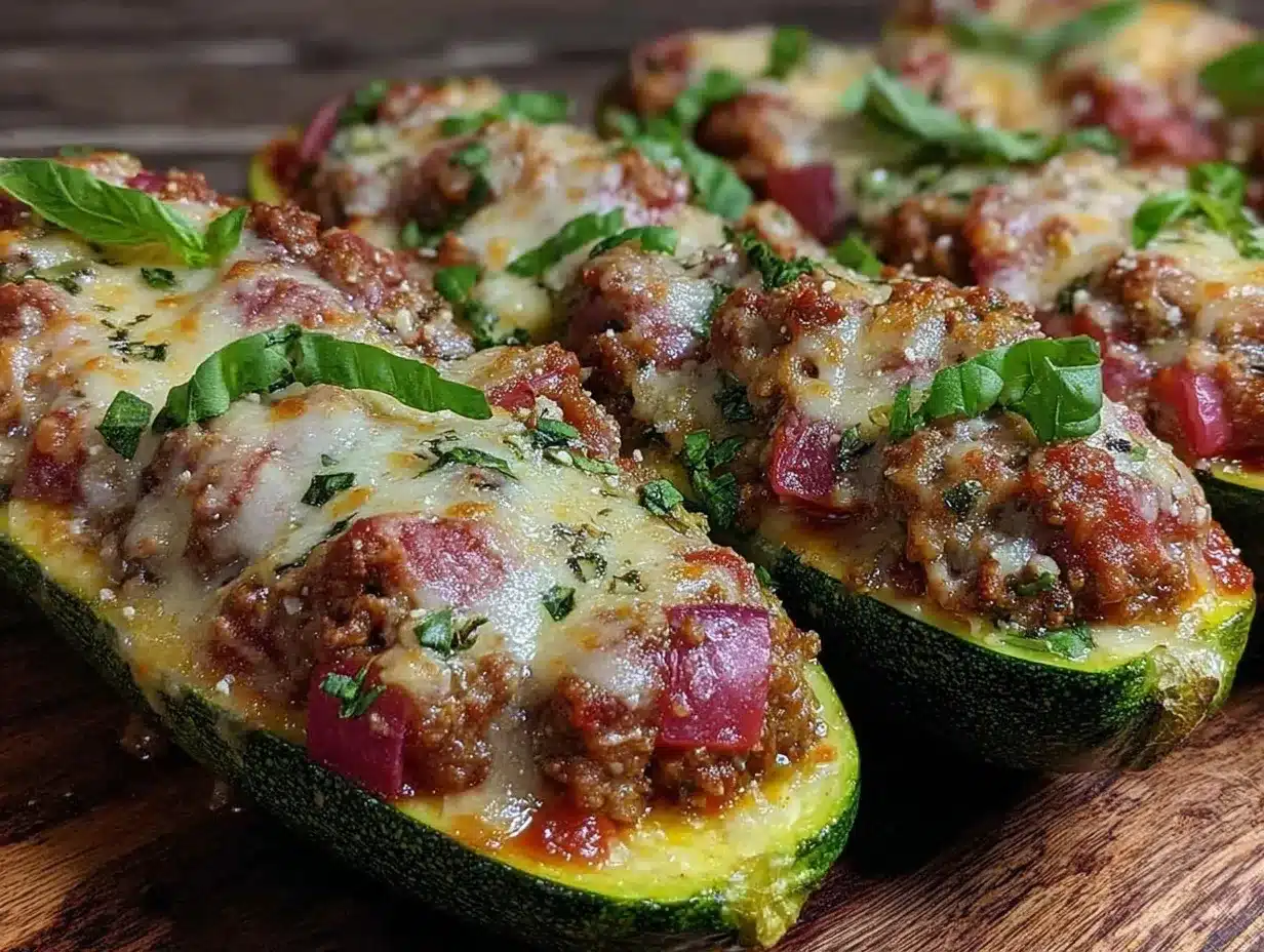 Stuffed Zucchini Boats with Italian Sausage Easy Recipe Ready in 30 Minutes 4 stuffed zucchini boats with italian sausage preparation steps
