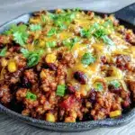 cheesy ground turkey taco skillet - featured image