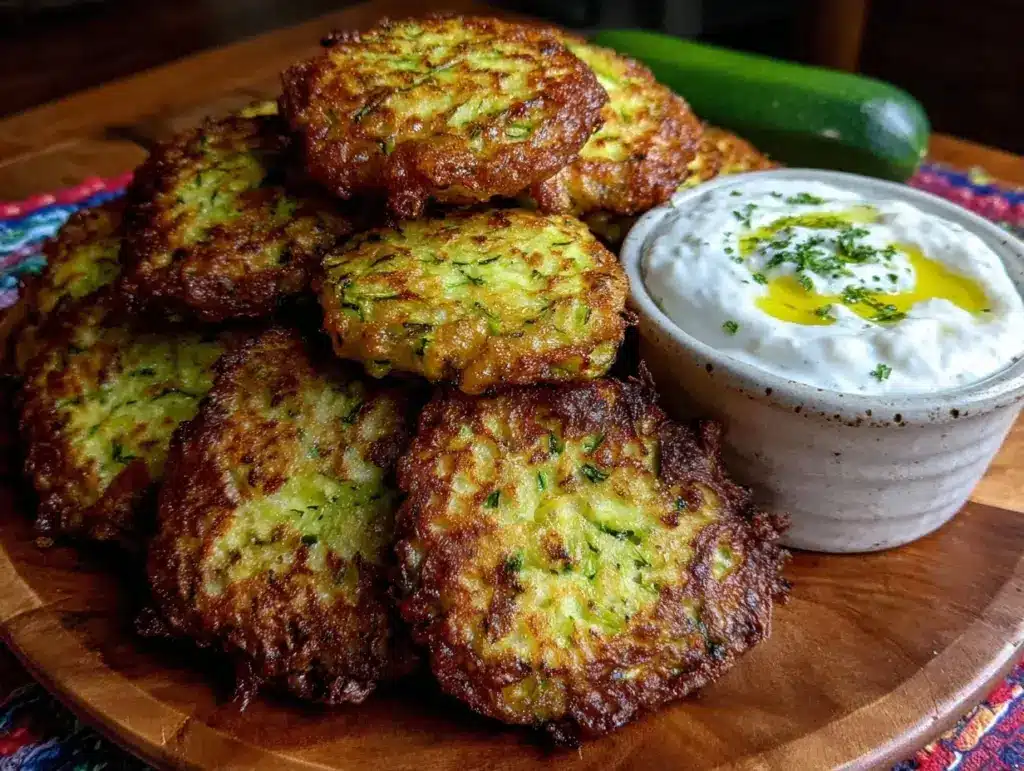 crispy air fryer zucchini fritters - featured image
