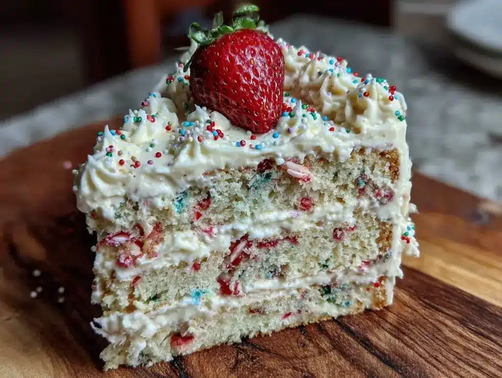 easy birthday confetti cake - featured image