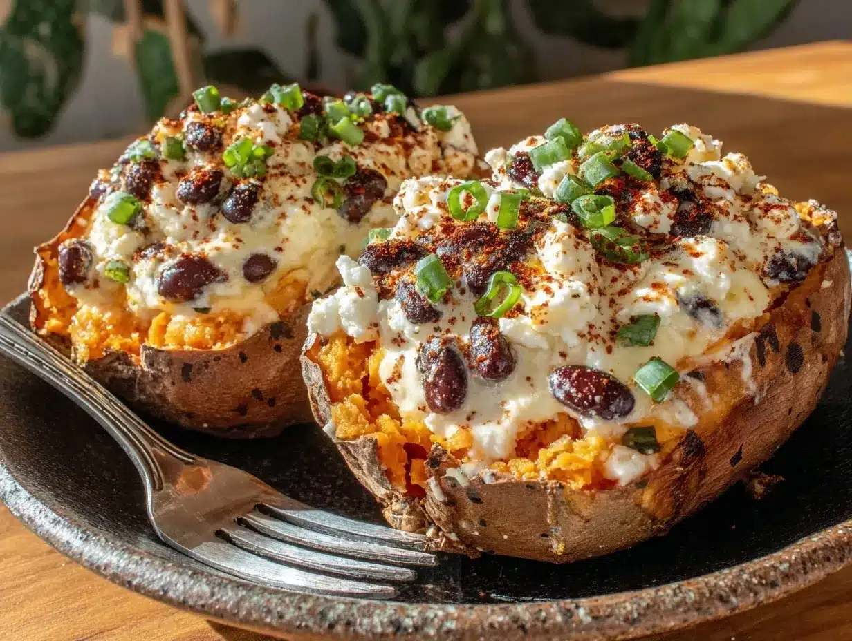 Loaded Baked Sweet Potatoes: 5-Ingredient Vegan Dinner 4 loaded baked sweet potatoes preparation steps
