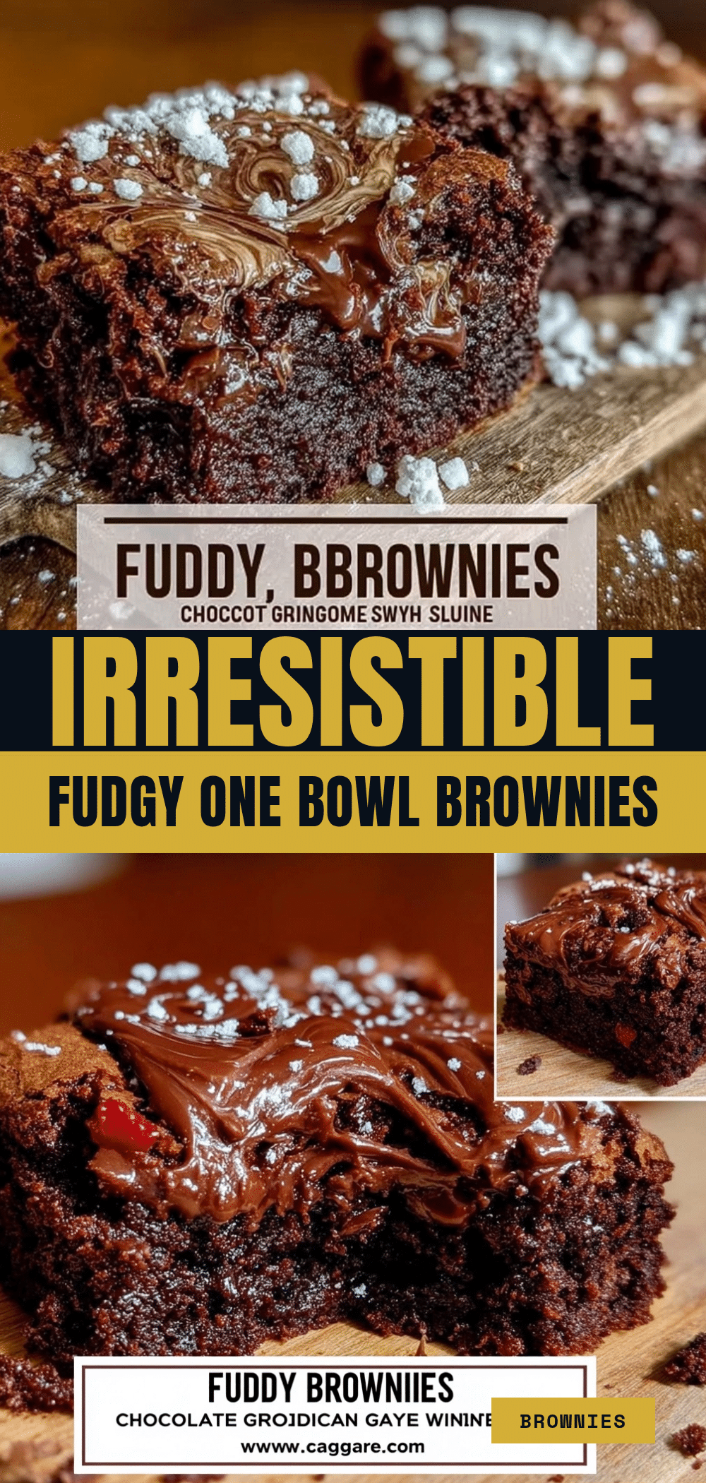 Fudgy One-Bowl Brownies: Best Easy Chocolate Ganache Swirl 5 one-bowl brownies recipe